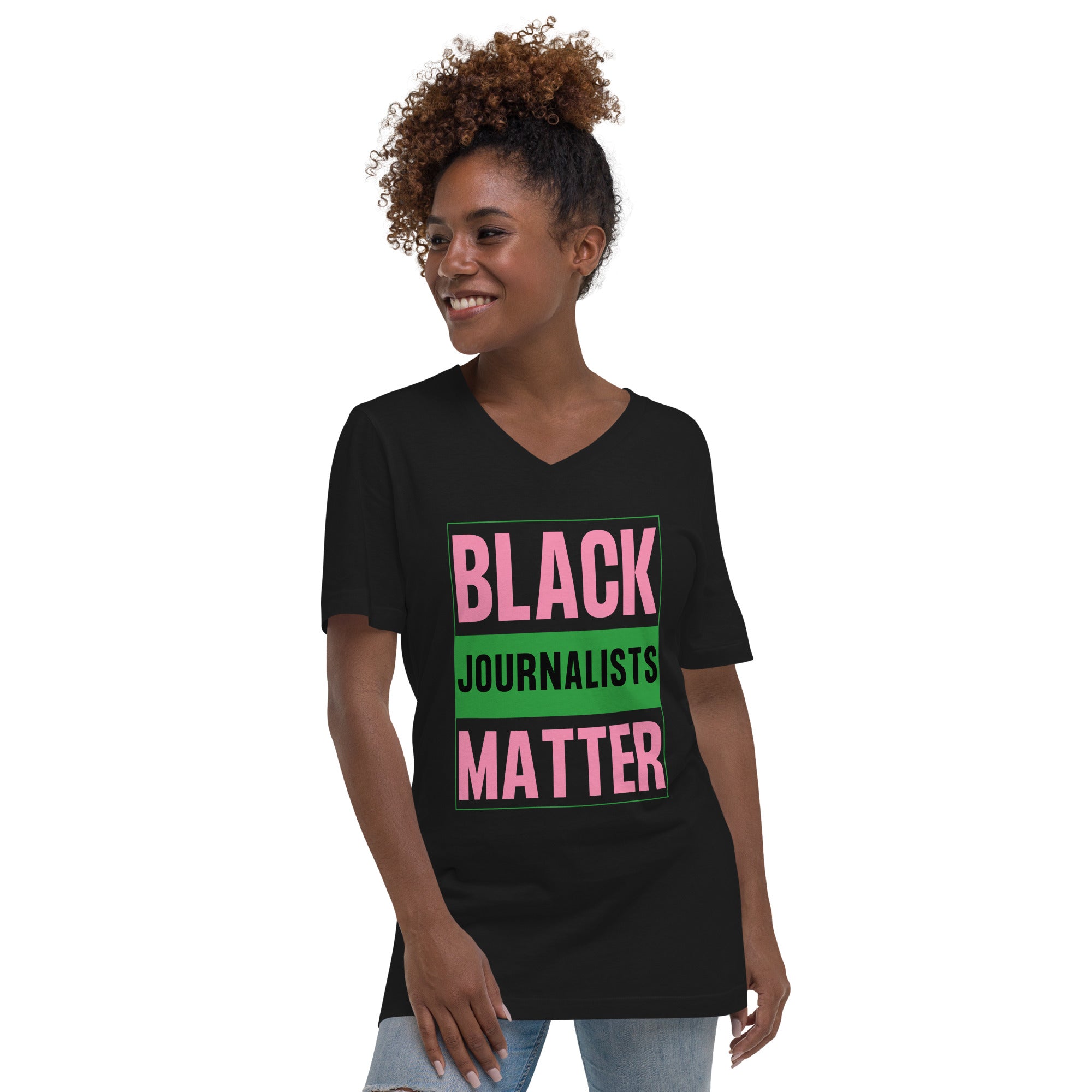 Black Journalists Matter Unisex Short Sleeve V-Neck T-Shirt