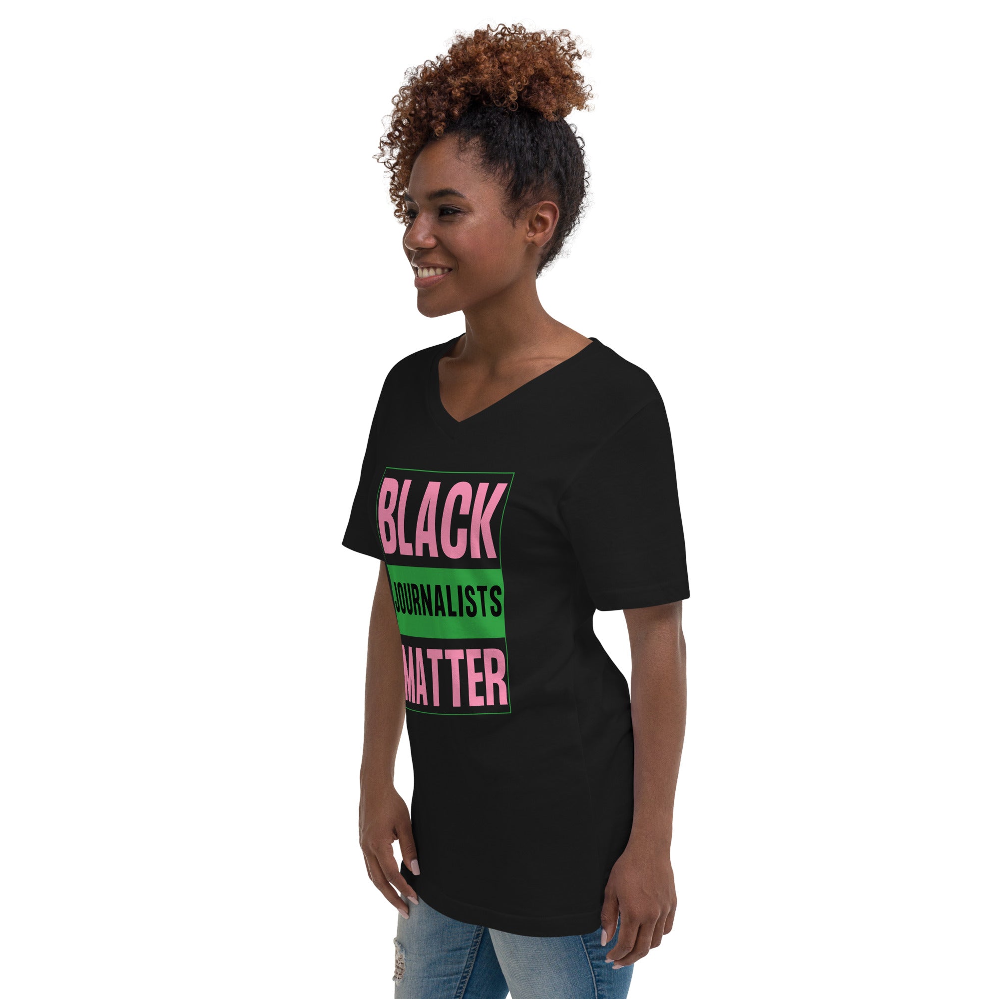 Black Journalists Matter Unisex Short Sleeve V-Neck T-Shirt