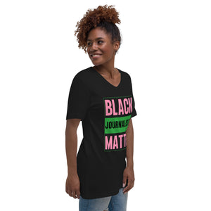 Black Journalists Matter Unisex Short Sleeve V-Neck T-Shirt