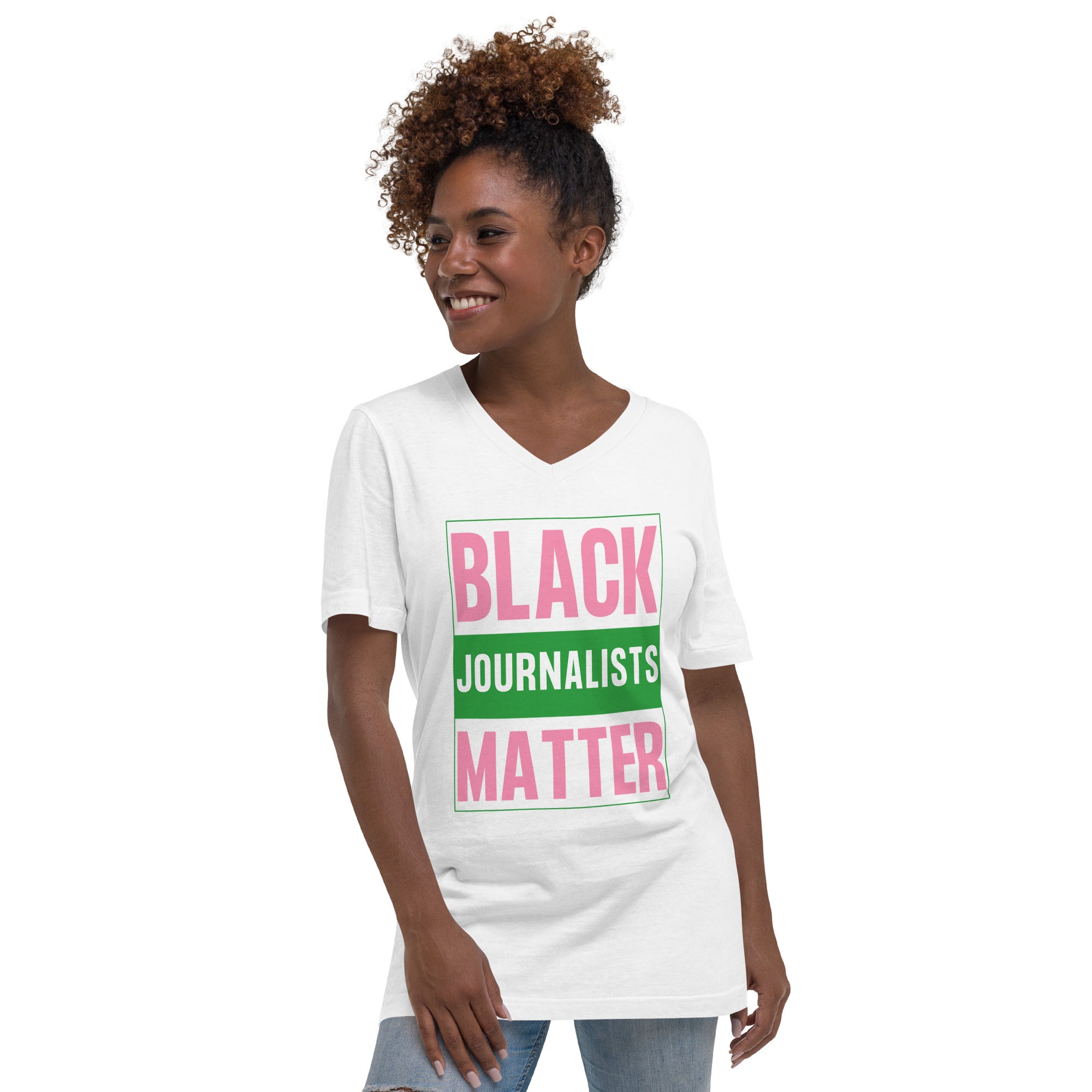 Black Journalists Matter Unisex Short Sleeve V-Neck T-Shirt