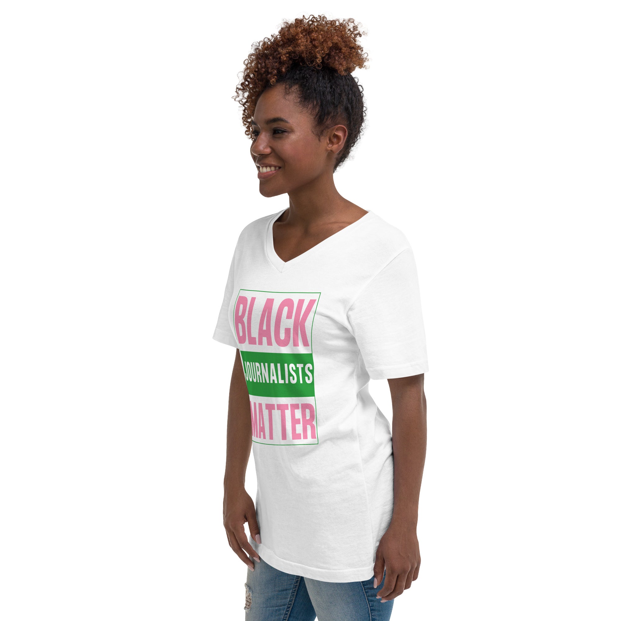 Black Journalists Matter Unisex Short Sleeve V-Neck T-Shirt