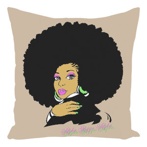 AKA Afro Square Throw Pillows - Cream
