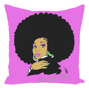 AKA Afro Square Throw Pillows - Pink