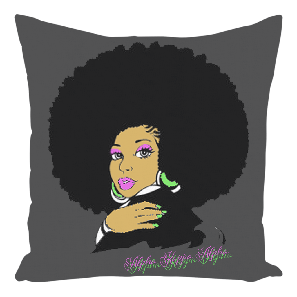 AKA Afro Square Throw Pillows - Smokey Gray