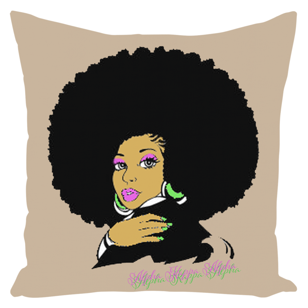 AKA Afro Square Throw Pillows Large - Cream