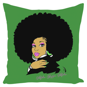 AKA Afro Square Throw Pillows Large - Leaf