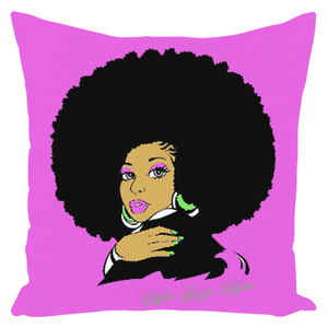 AKA Afro Square Throw Pillows Large - Pink