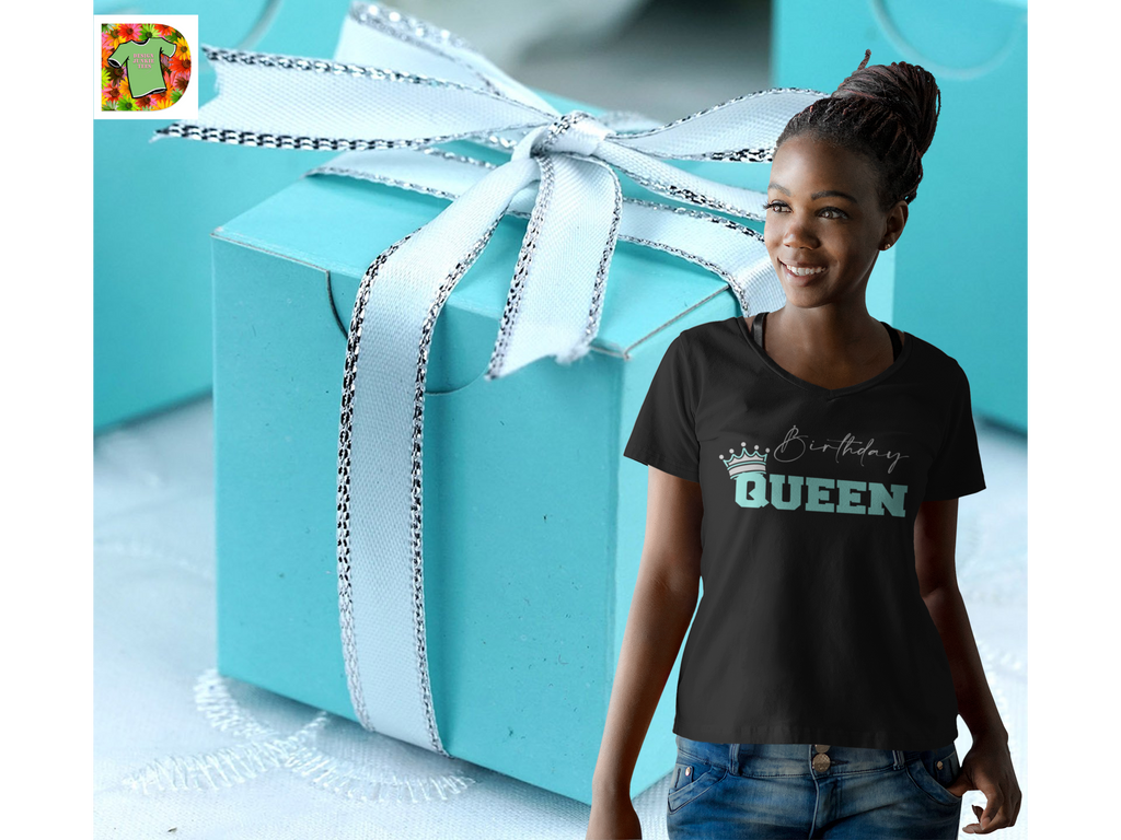 Birthday Queen Women's V-Neck T-Shirts SHORTER