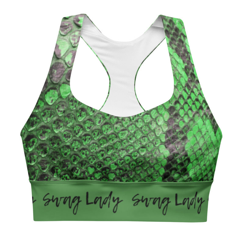 Green Snakeskin Longline sports bra