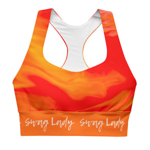 Orange Waves Longline sports bra