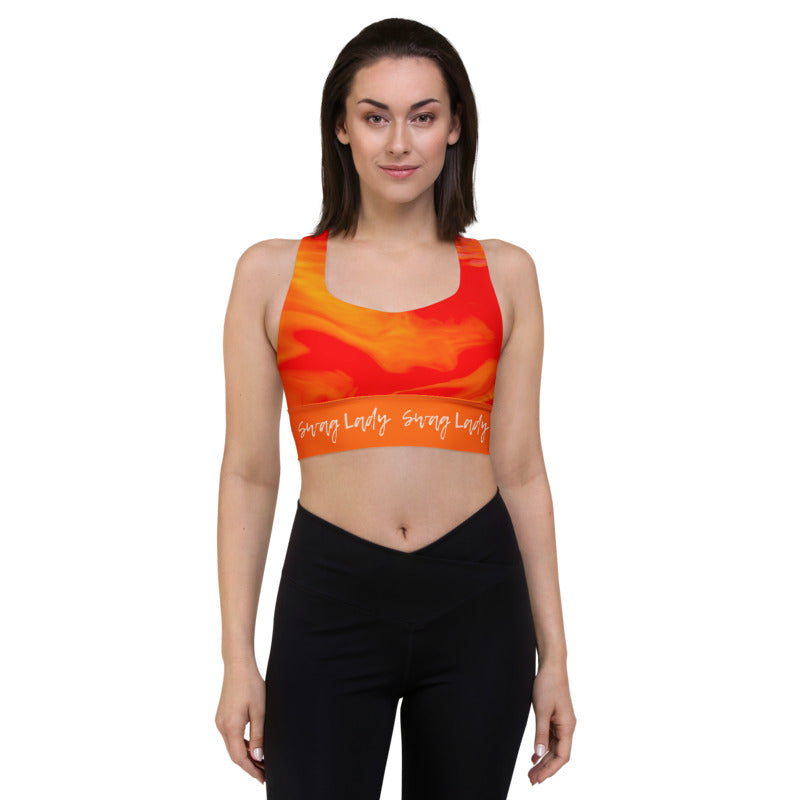 Orange Waves Longline sports bra