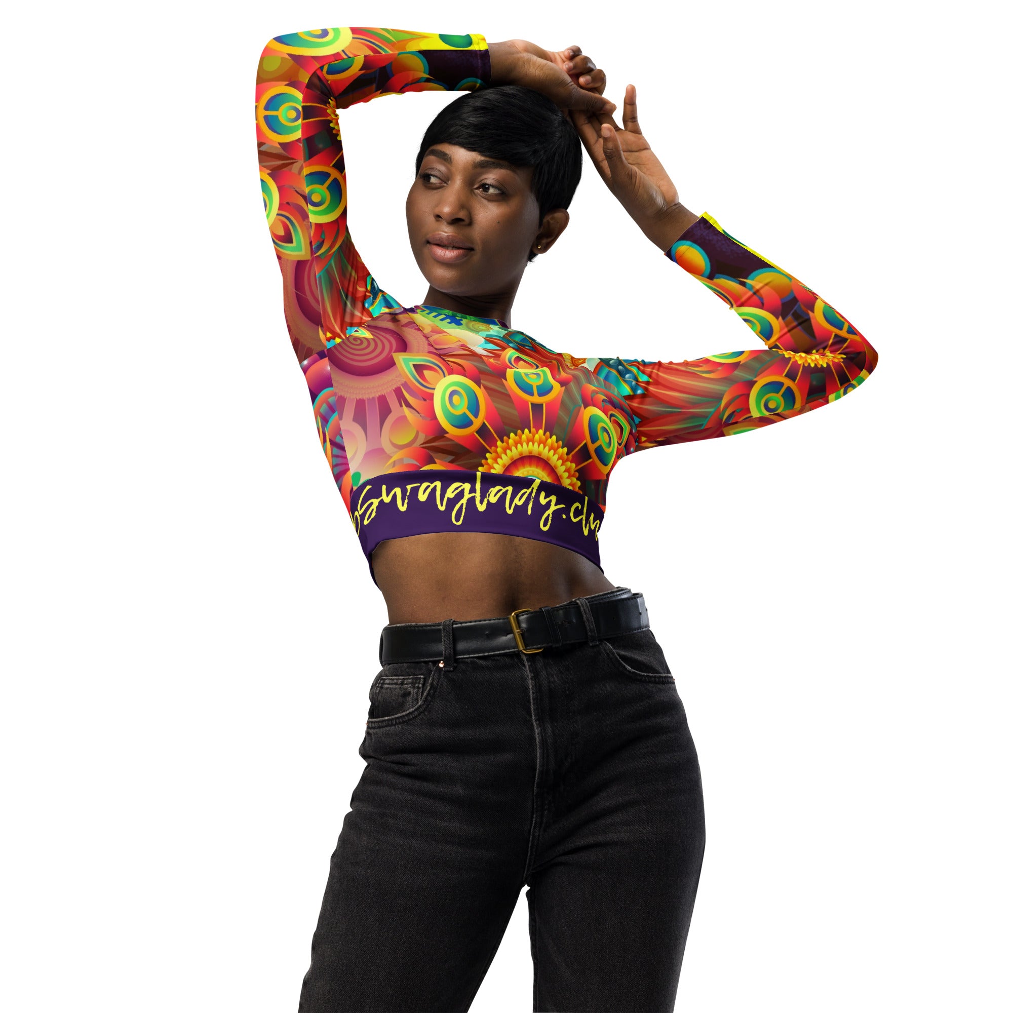 Swaglady.club Colorful Recycled long-sleeve crop top
