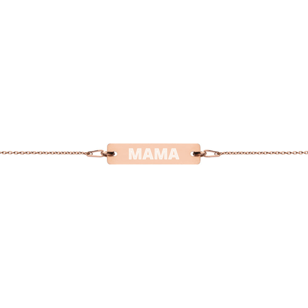 MAMA Engraved Silver Bar Chain Bracelet