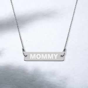MOMMY Engraved Silver Bar Chain Necklace