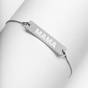 MAMA Engraved Silver Bar Chain Necklace