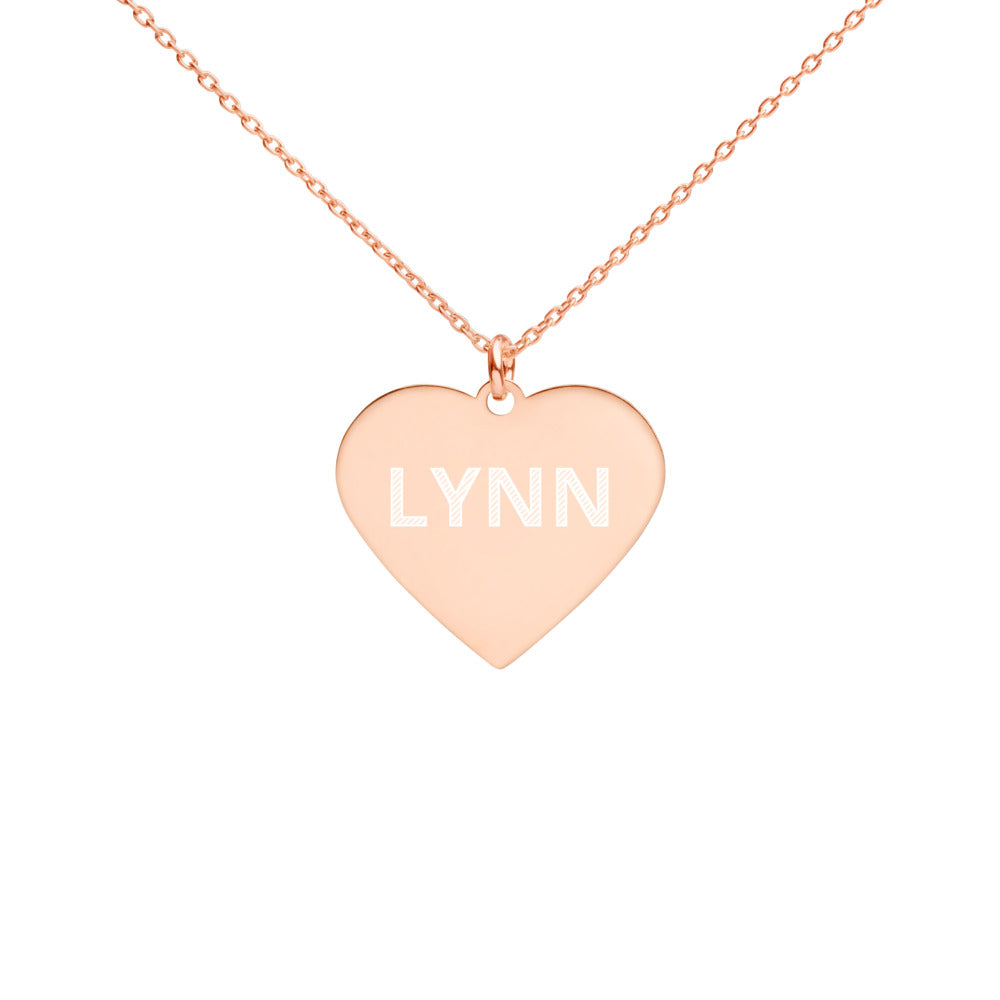 LYNN Custom Engraved Silver Heart Necklace