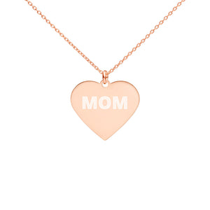 MOM Engraved Silver Heart Necklace