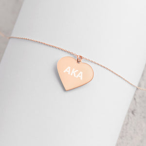 AKA Engraved Silver Heart Necklace
