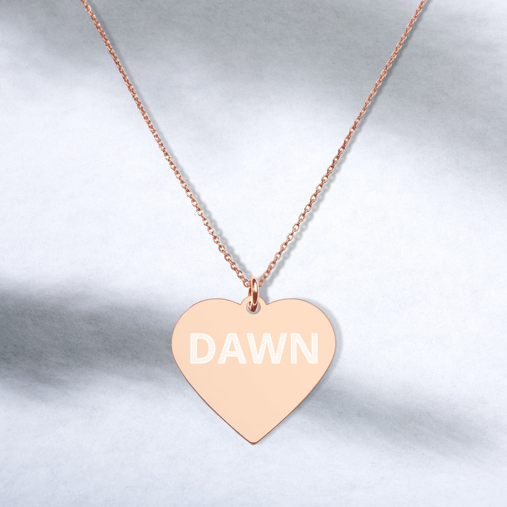 DAWN Custom Engraved Silver Heart Necklace