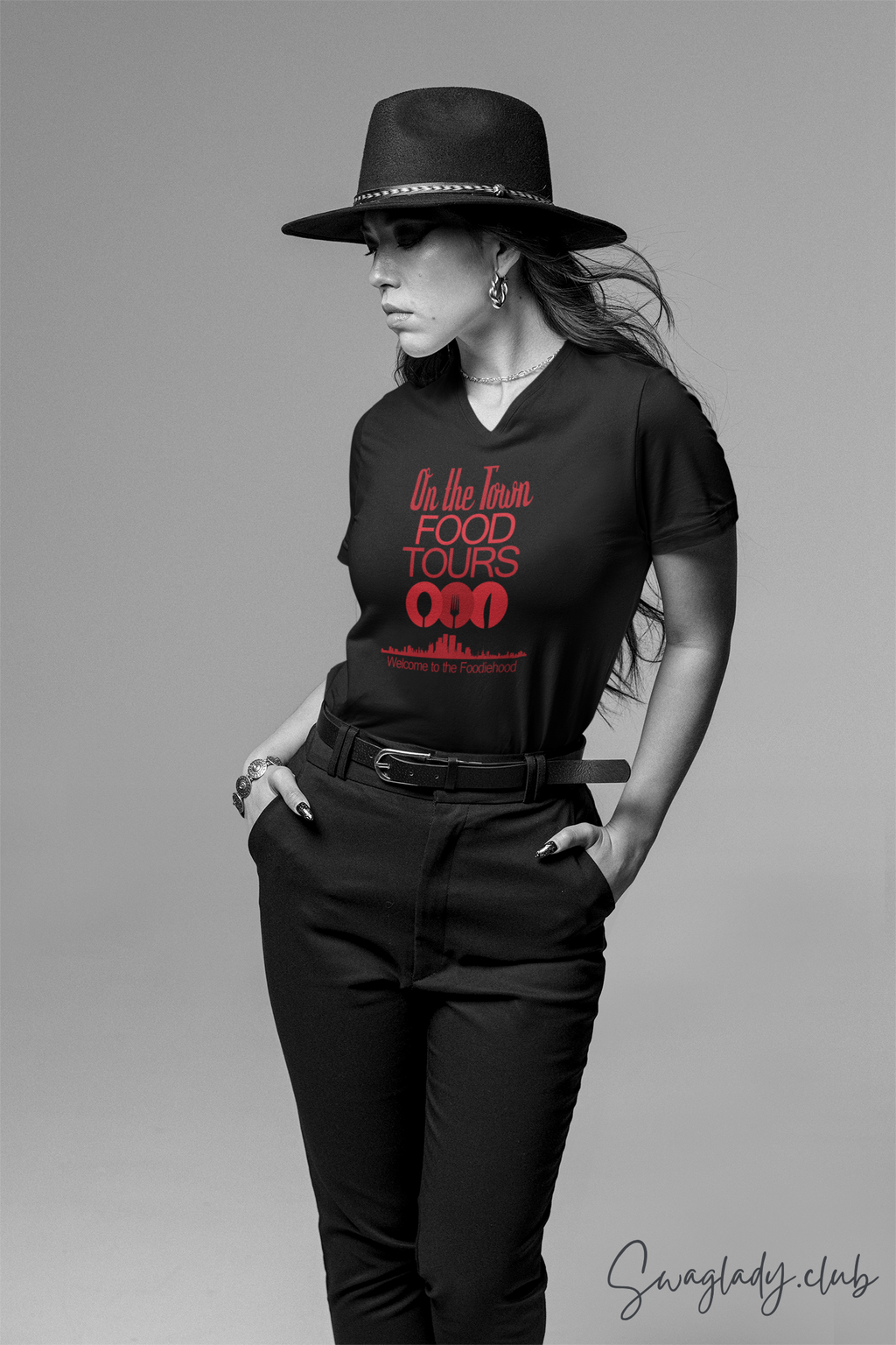 On the Town Food Tours Women’s fitted v-neck t-shirt