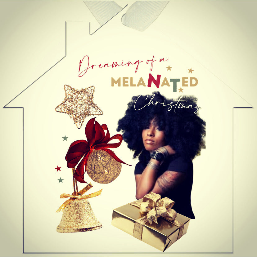 Dreaming of a Melanated Christmas Metal Ornaments House