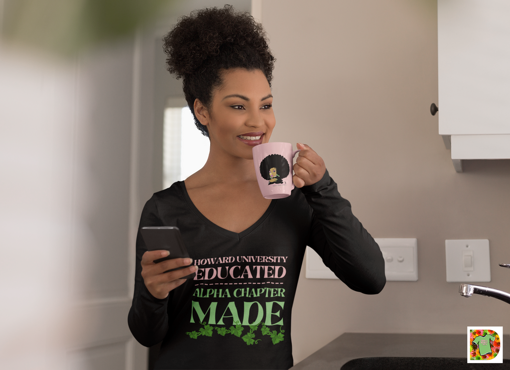 HU Educated Alpha Chapter Made Unisex Short Sleeve V-Neck T-Shirt