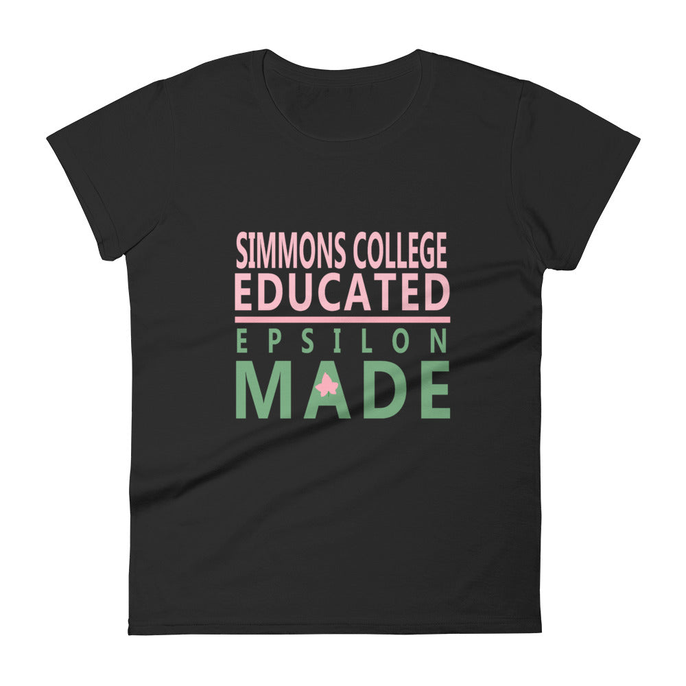 Simmons College Educated Epsilon Made Women's Short Sleeve T-shirt