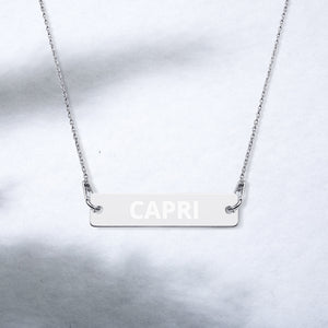 Capri Engraved Silver Bar Chain Necklace