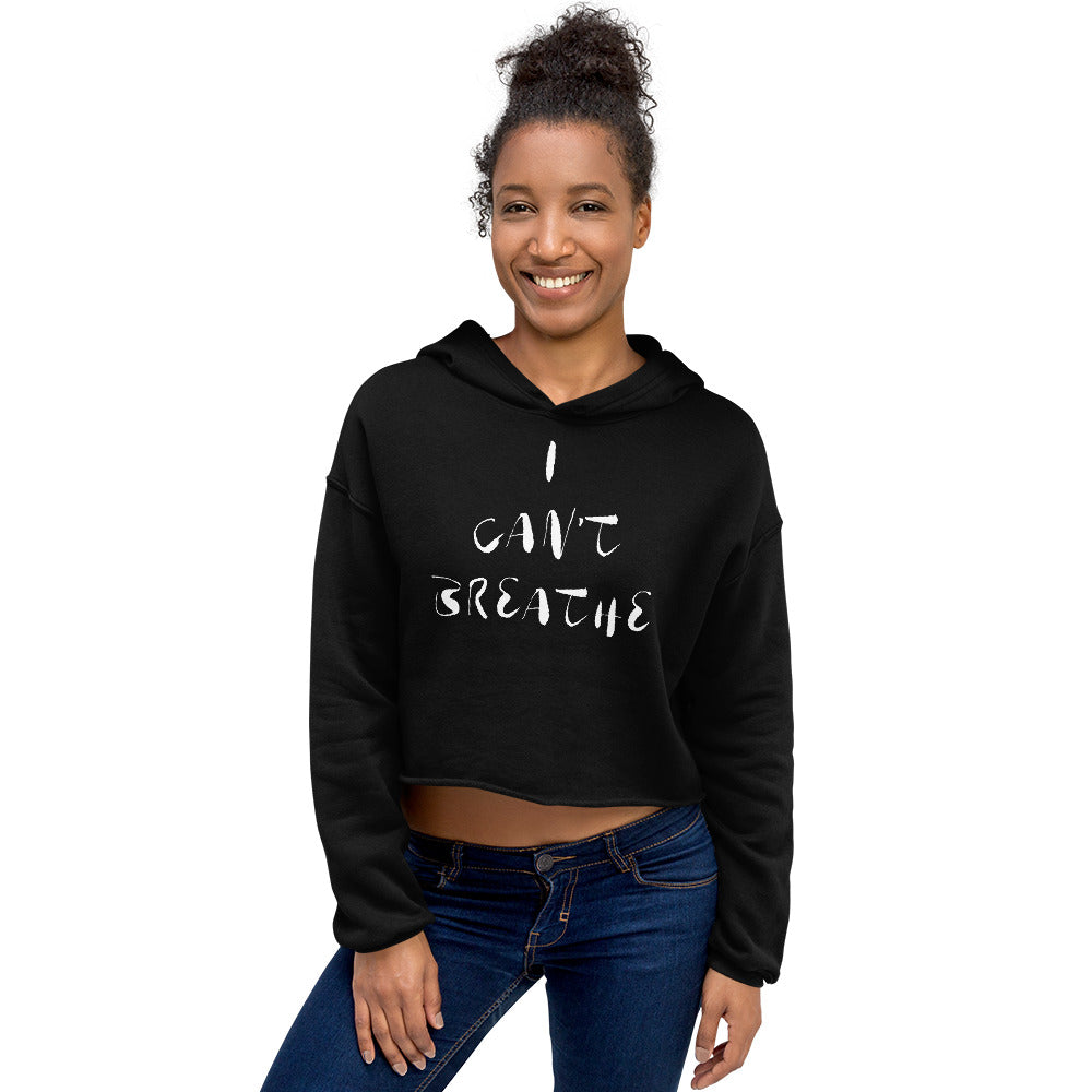 I Can't Breathe Crop Hoodie White