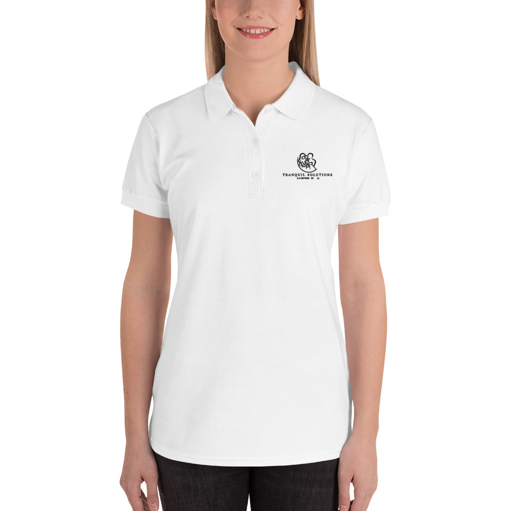 Tranquil Solutions Embroidered Women's Polo Shirt - Black Embroidery