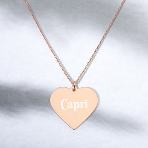 Capri Engraved Silver Heart Necklace