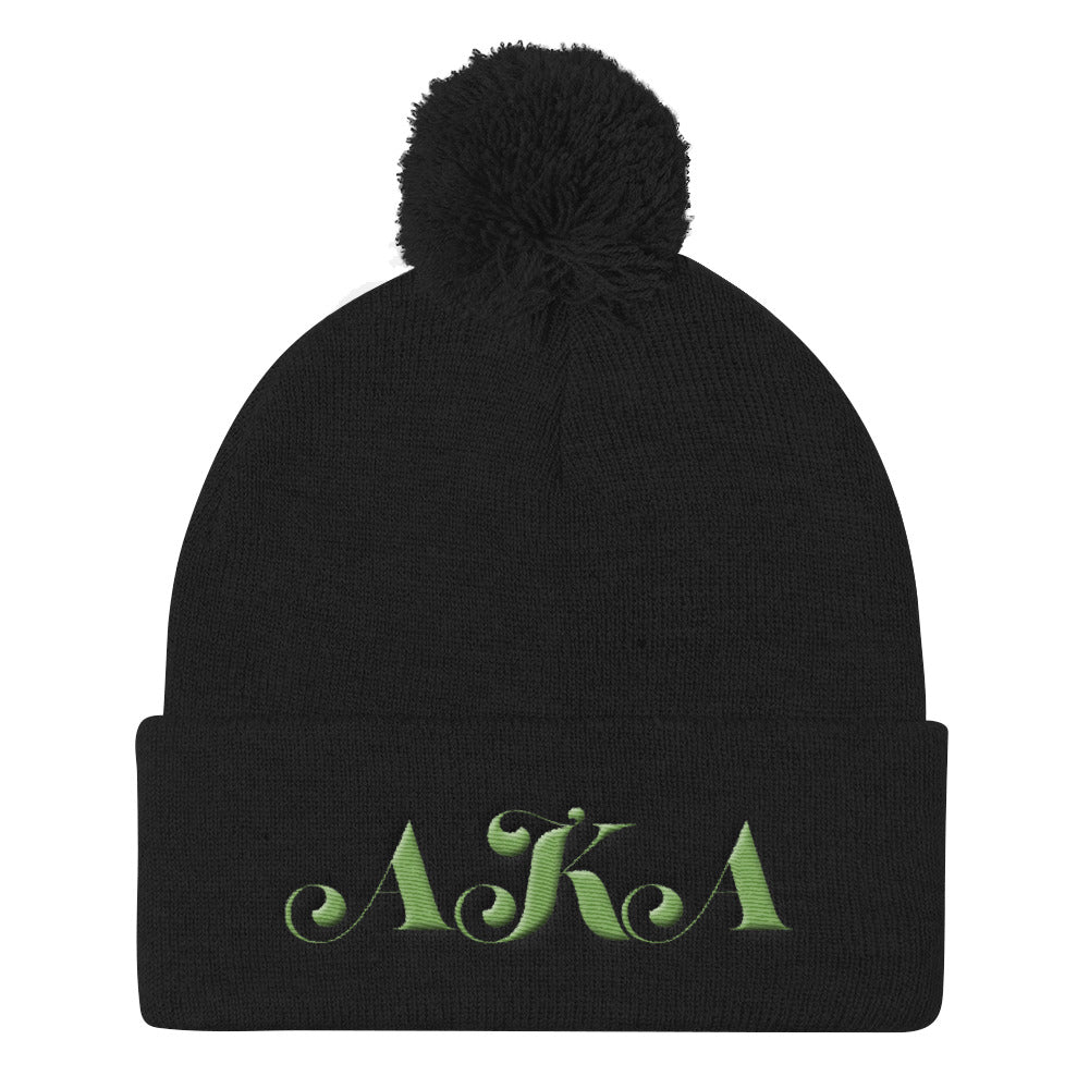 AKA Pom Pom Knit Cap Black