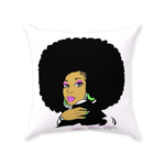 AKA Afro Square Throw Pillows Large - White