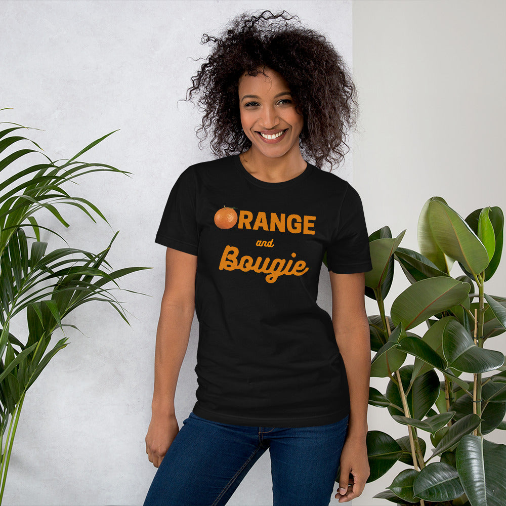 Orange and Bougie Script Short-Sleeve Unisex T-Shirt