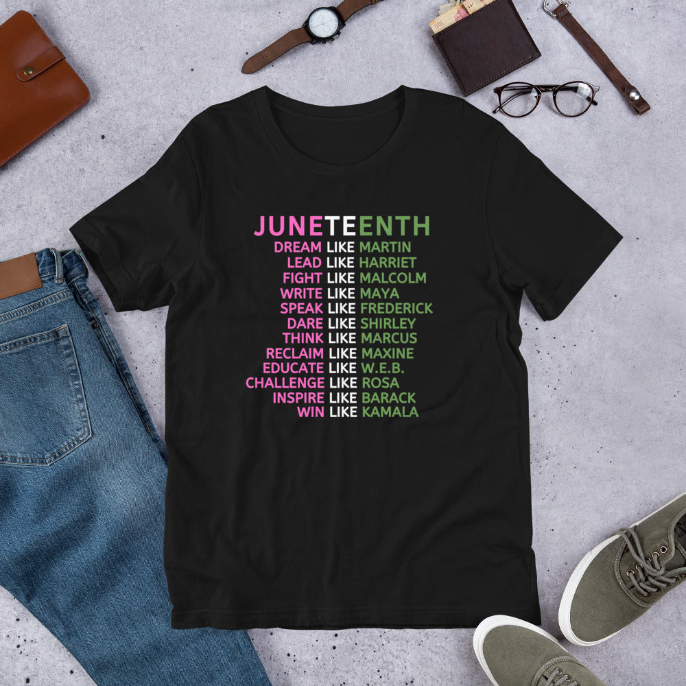 Juneteenth List Pink-Green Short-Sleeve Unisex T-Shirt