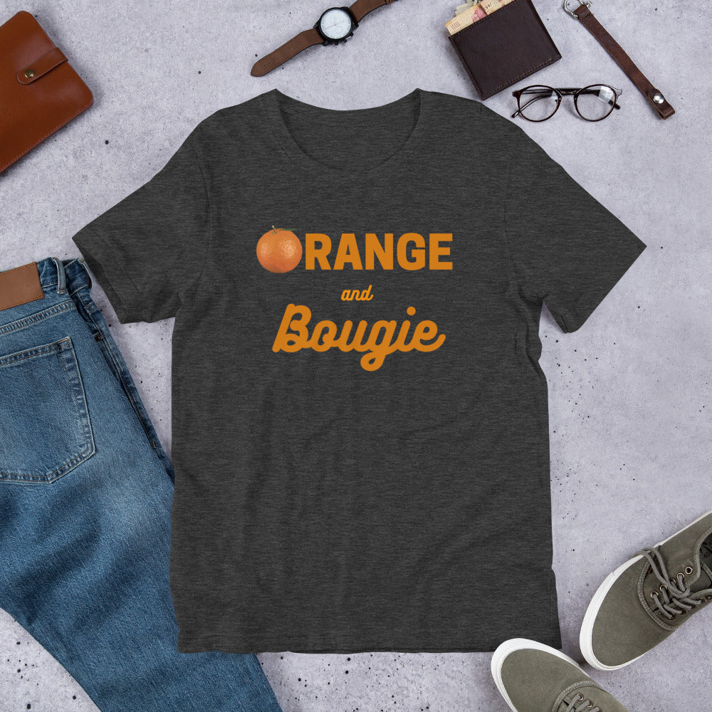 Orange and Bougie Script Short-Sleeve Unisex T-Shirt