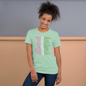 Juneteenth List Pink-Green Short-Sleeve Unisex T-Shirt