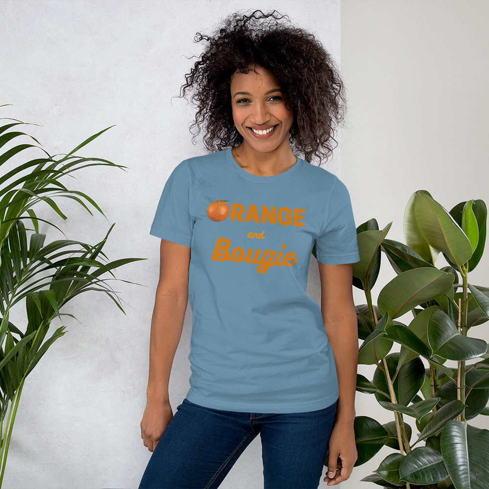 Orange and Bougie Script Short-Sleeve Unisex T-Shirt