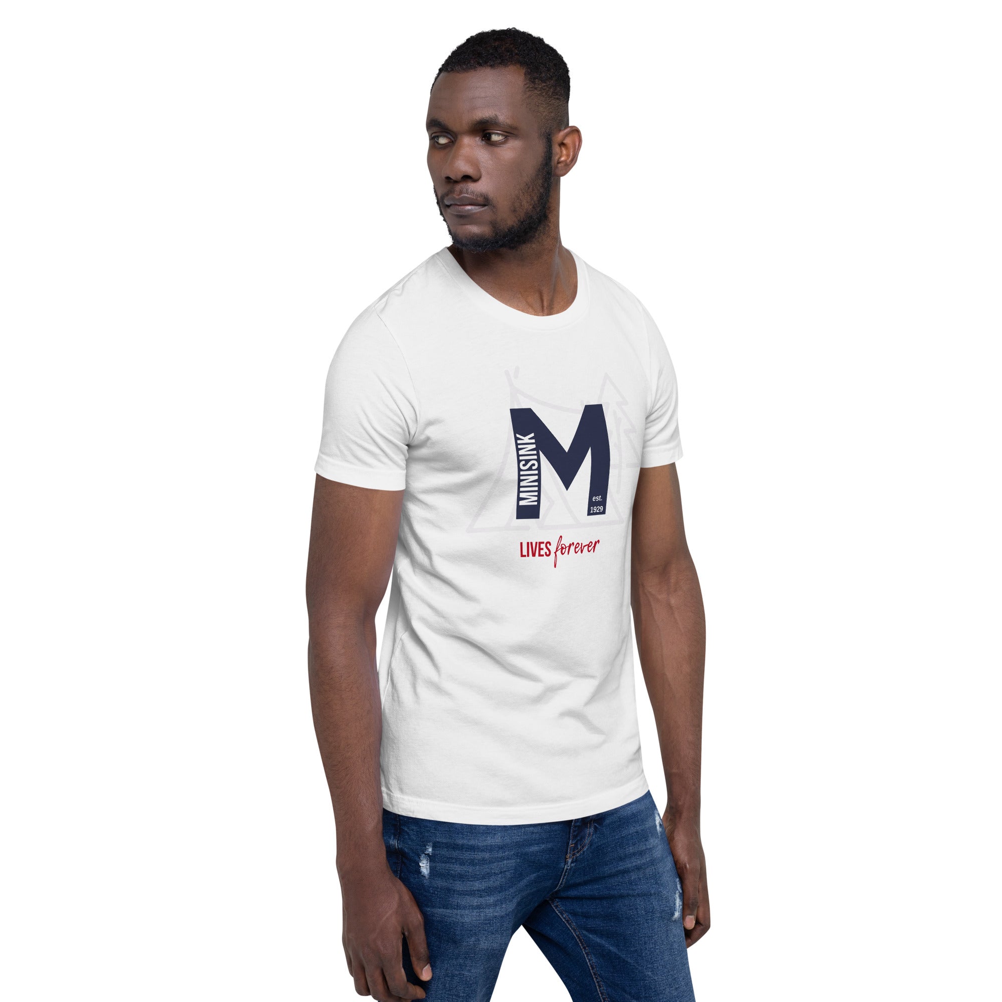 Minisink Lives Forever White w/ Blue M Unisex t-shirt