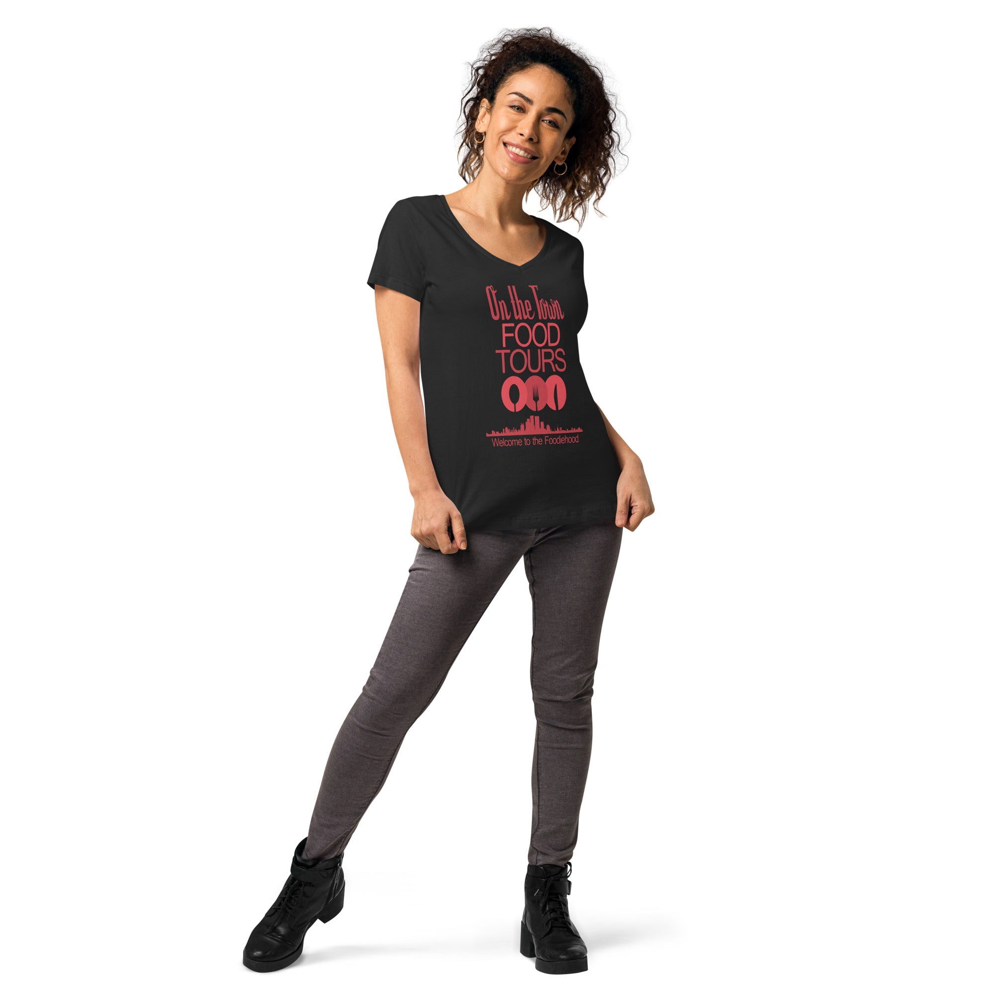 On the Town Food Tours Women’s fitted v-neck t-shirt