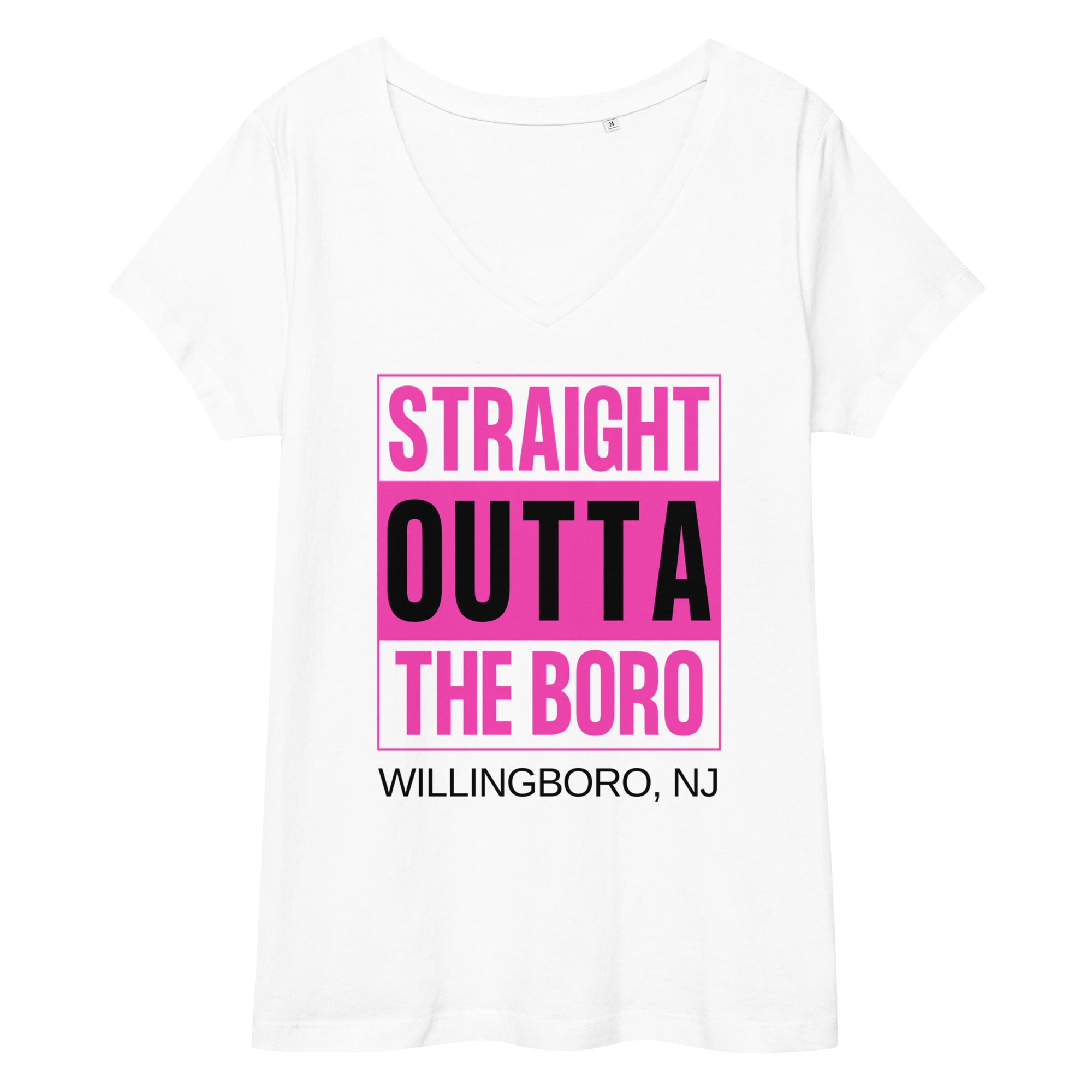 Straight Outta the Boro PINK Women’s fitted v-neck t-shirt
