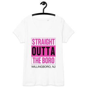 Straight Outta the Boro PINK Women’s fitted v-neck t-shirt